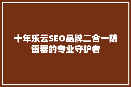 十年乐云SEO品牌二合一防雷器的专业守护者