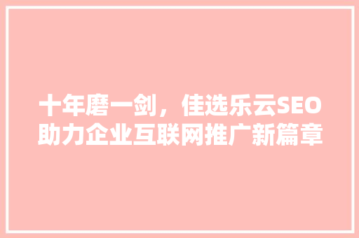十年磨一剑，佳选乐云SEO助力企业互联网推广新篇章