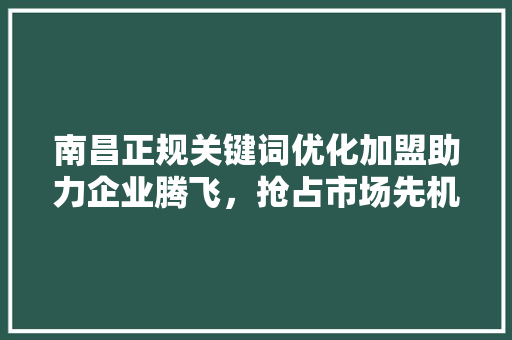 南昌正规关键词优化加盟助力企业腾飞，抢占市场先机
