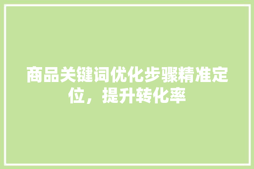 商品关键词优化步骤精准定位，提升转化率