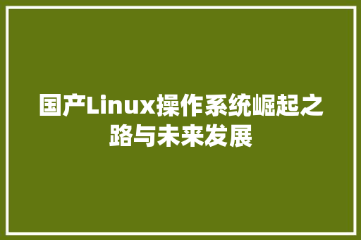 国产Linux操作系统崛起之路与未来发展