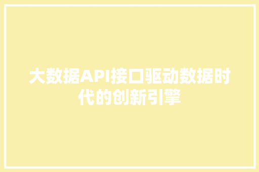 大数据API接口驱动数据时代的创新引擎