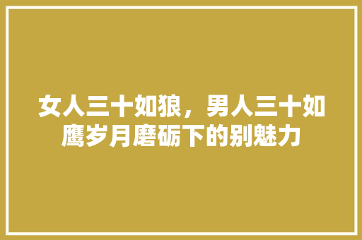 女人三十如狼，男人三十如鹰岁月磨砺下的别魅力