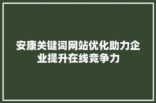 安康关键词网站优化助力企业提升在线竞争力