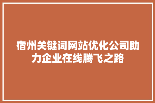 宿州关键词网站优化公司助力企业在线腾飞之路