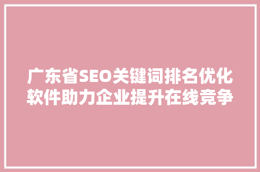 广东省SEO关键词排名优化软件助力企业提升在线竞争力