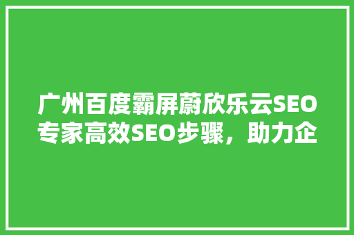 广州百度霸屏蔚欣乐云SEO专家高效SEO步骤，助力企业抢占市场先机