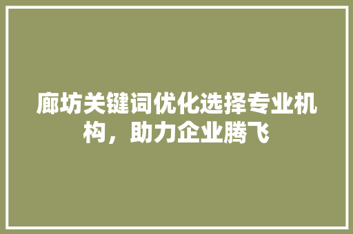 廊坊关键词优化选择专业机构，助力企业腾飞