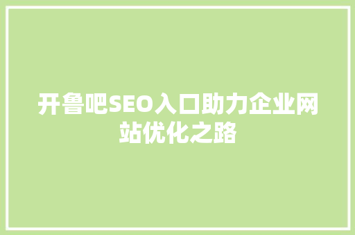 开鲁吧SEO入口助力企业网站优化之路