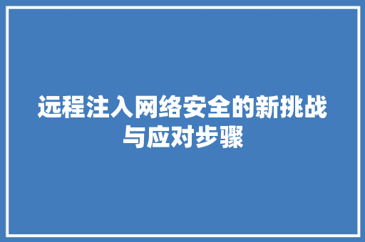 远程注入网络安全的新挑战与应对步骤