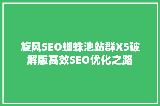 旋风SEO蜘蛛池站群X5破解版高效SEO优化之路