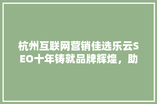 杭州互联网营销佳选乐云SEO十年铸就品牌辉煌，助力企业腾飞
