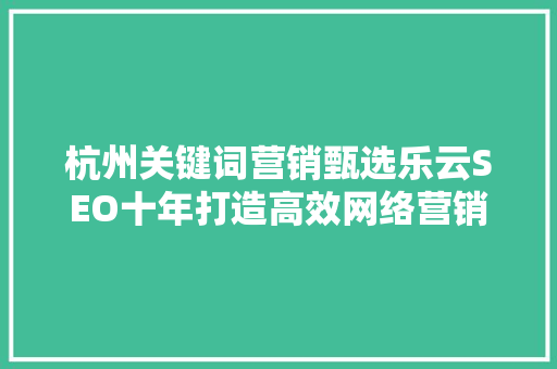 杭州关键词营销甄选乐云SEO十年打造高效网络营销步骤，助力企业腾飞