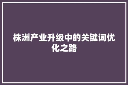 株洲产业升级中的关键词优化之路