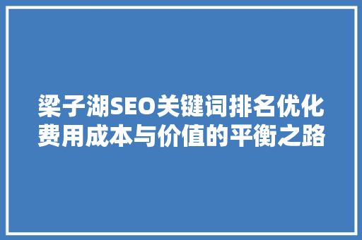 梁子湖SEO关键词排名优化费用成本与价值的平衡之路