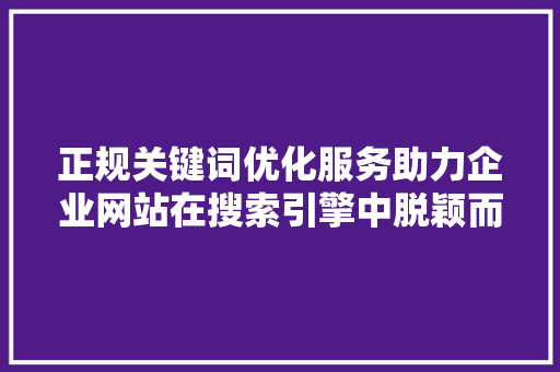 正规关键词优化服务助力企业网站在搜索引擎中脱颖而出