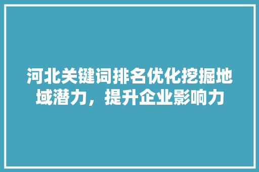 河北关键词排名优化挖掘地域潜力，提升企业影响力