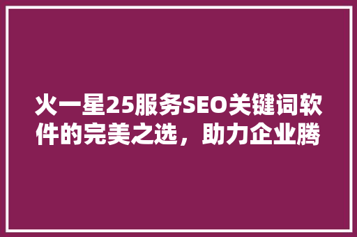 火一星25服务SEO关键词软件的完美之选，助力企业腾飞