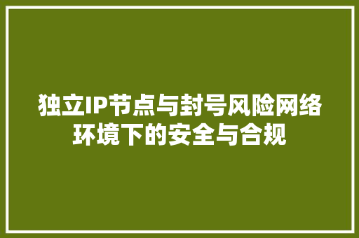 独立IP节点与封号风险网络环境下的安全与合规