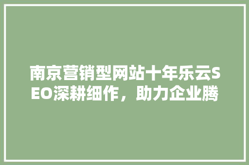 南京营销型网站十年乐云SEO深耕细作，助力企业腾飞