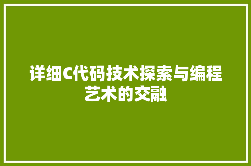 详细C代码技术探索与编程艺术的交融