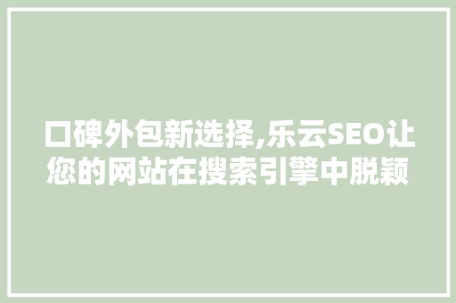 口碑外包新选择,乐云SEO让您的网站在搜索引擎中脱颖而出