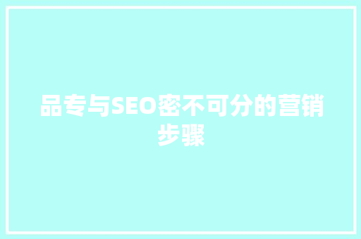 品专与SEO密不可分的营销步骤