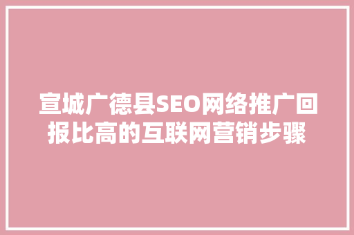 宣城广德县SEO网络推广回报比高的互联网营销步骤