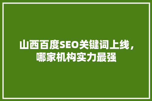 山西百度SEO关键词上线，哪家机构实力最强