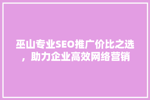 巫山专业SEO推广价比之选，助力企业高效网络营销