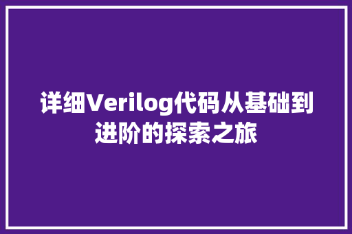 详细Verilog代码从基础到进阶的探索之旅