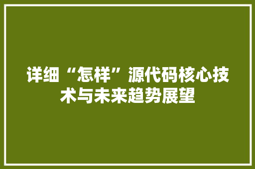 详细“怎样”源代码核心技术与未来趋势展望