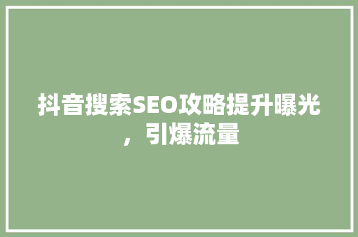 抖音搜索SEO攻略提升曝光，引爆流量