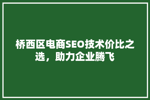 桥西区电商SEO技术价比之选，助力企业腾飞