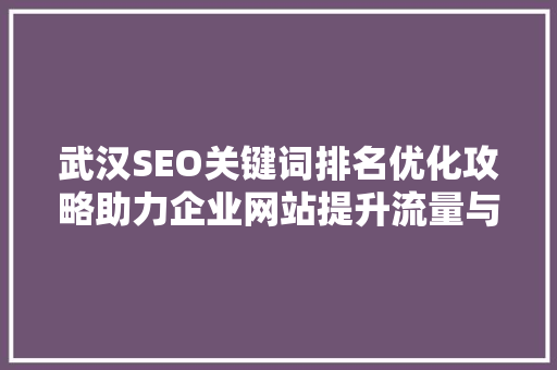 武汉SEO关键词排名优化攻略助力企业网站提升流量与曝光度