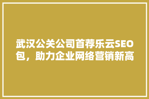 武汉公关公司首荐乐云SEO包，助力企业网络营销新高度
