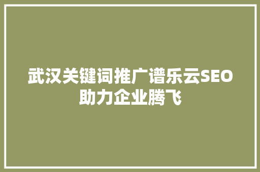 武汉关键词推广谱乐云SEO助力企业腾飞