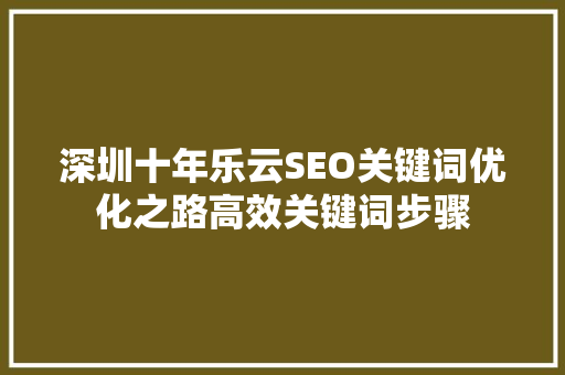 深圳十年乐云SEO关键词优化之路高效关键词步骤