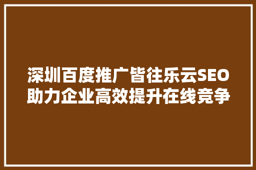 深圳百度推广皆往乐云SEO助力企业高效提升在线竞争力