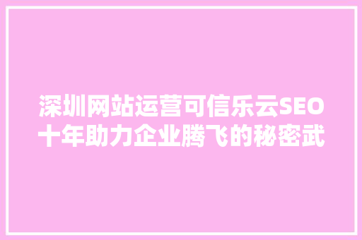 深圳网站运营可信乐云SEO十年助力企业腾飞的秘密武器