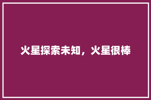 火星探索未知，火星很棒