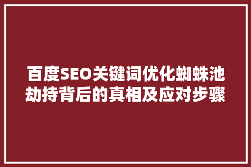 百度SEO关键词优化蜘蛛池劫持背后的真相及应对步骤