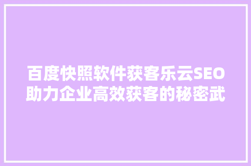 百度快照软件获客乐云SEO助力企业高效获客的秘密武器