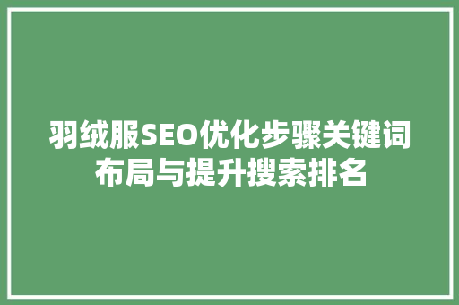 羽绒服SEO优化步骤关键词布局与提升搜索排名