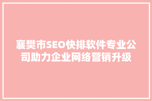 襄樊市SEO快排软件专业公司助力企业网络营销升级