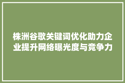 株洲谷歌关键词优化助力企业提升网络曝光度与竞争力_株洲谷歌关键词优化