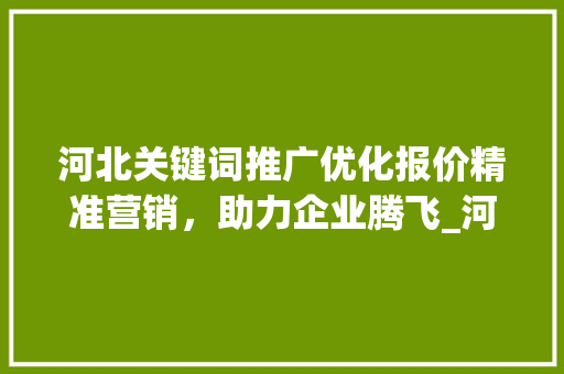 河北关键词推广优化报价精准营销，助力企业腾飞_河北关键词推广优化报价