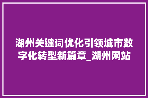 湖州关键词优化引领城市数字化转型新篇章_湖州网站关键词优化