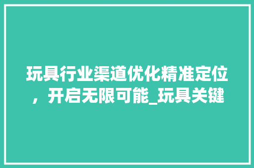 玩具行业渠道优化精准定位，开启无限可能_玩具关键词优化渠道
