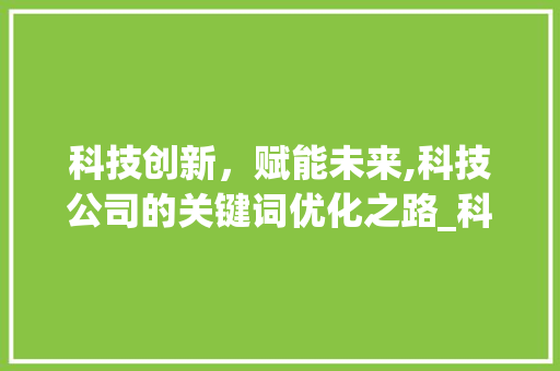 科技创新，赋能未来,科技公司的关键词优化之路_科技公司关键词优化